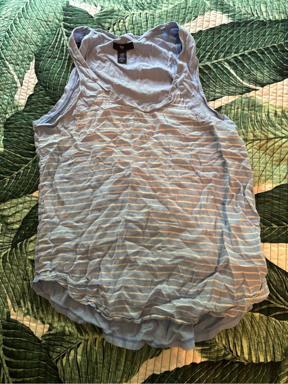 GAP Light Blue and White Striped Tank Top